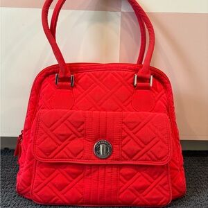 Vera Bradley Turn Lock Satchel Red Quilted